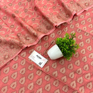 Peach Kacchi Carry Patta Cotton Silk Banarasi Suit