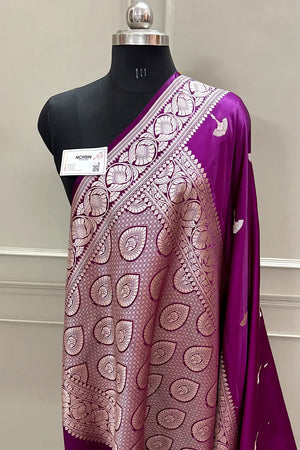 Purple Jellyfish Buti Katan Silk Banarasi Saree