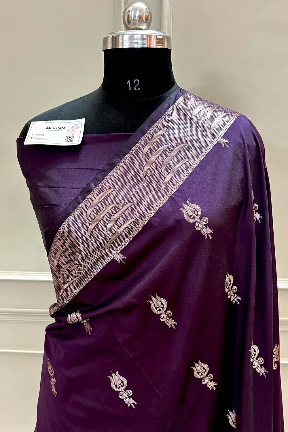 Purple Kalyug Satin Silk Banarasi Saree