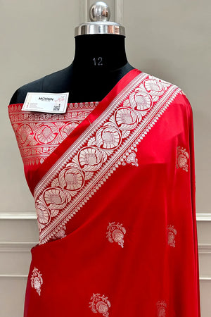 Red Kohinoor Buti Katan Silk Banarasi Saree