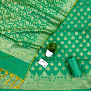 Sea Green Uggi Dhan Buti Banarasi Silk Suit