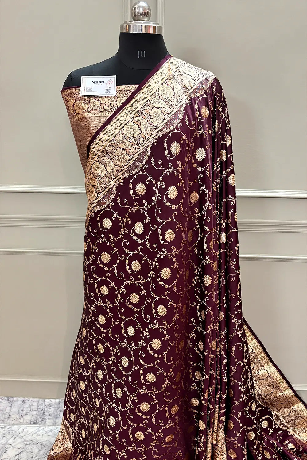 Wine Murerwa Daal Katan Silk Banarasi Saree