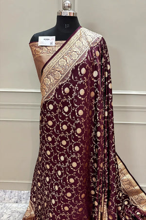 Wine Murerwa Daal Katan Silk Banarasi Saree