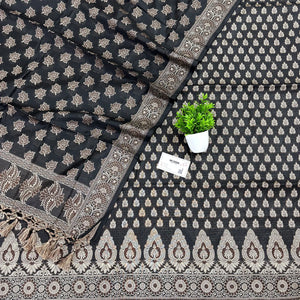 Black Agni Buti Cotton Silk Banarasi Suit
