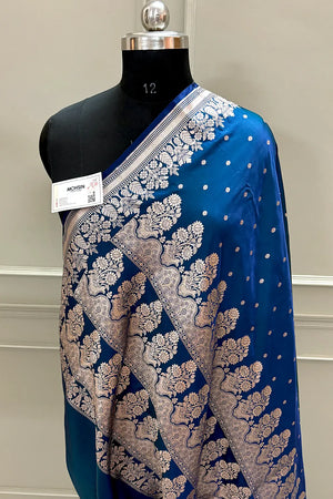 Firozi Hawahawai Buti Katan Silk Banarasi Saree