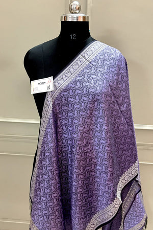 Lavender Resham Zari Silk Banarasi Stole