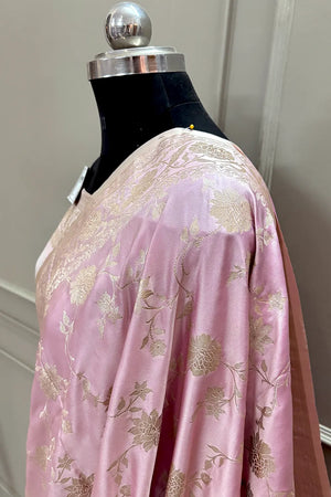 Light Pink Kesari Jaal Katan Silk Banarasi Saree