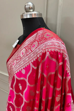 Pink Ghulam Buti Katan Silk Banarasi Saree