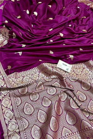 Purple Jellyfish Buti Katan Silk Banarasi Saree