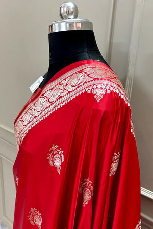 Red Kohinoor Buti Katan Silk Banarasi Saree