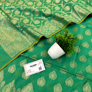 Sea Green Uggi Dhan Buti Banarasi Silk Suit