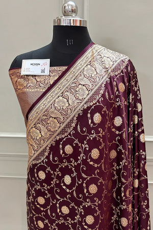 Wine Murerwa Daal Katan Silk Banarasi Saree
