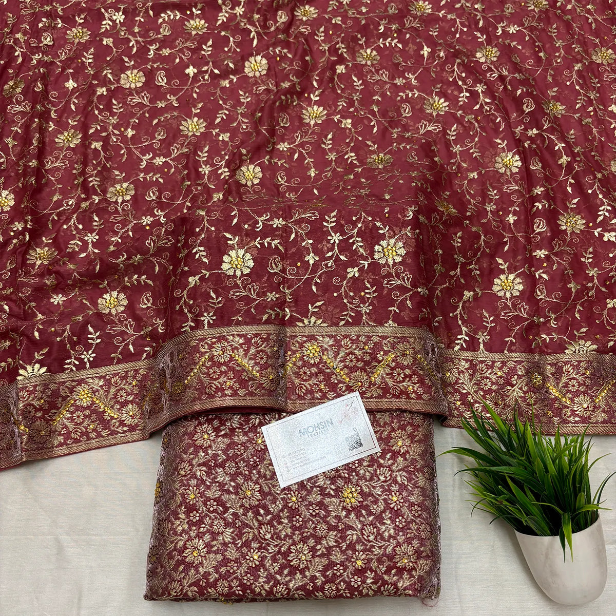 Peach Stone Work Kimkhab Silk Banarasi Gharara