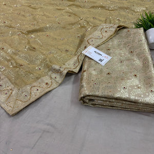 Beige Jharna Laher Stone Work Kimkhab Silk Banarasi Gharara