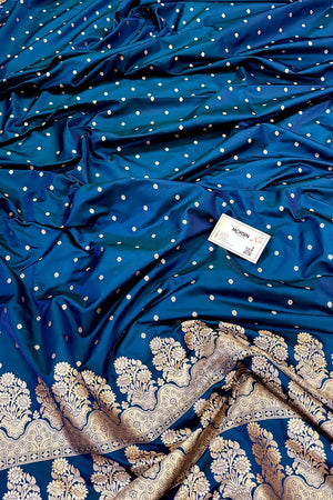 Firozi Hawahawai Buti Katan Silk Banarasi Saree