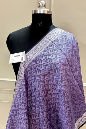 Lavender Resham Zari Silk Banarasi Stole
