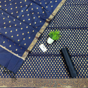 Navy Blue Chidiya Buti Satin Silk Banarasi Suit