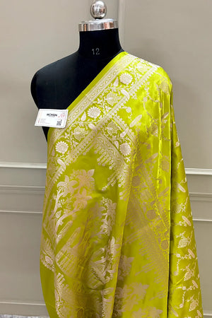 Pista Masakali Katan Silk Banarasi Saree