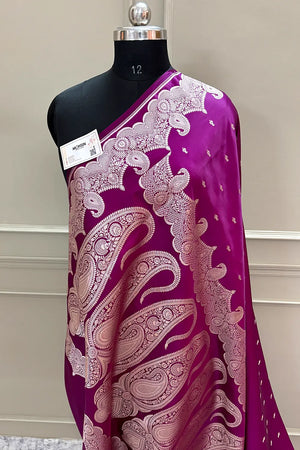 Purple Deepak Buti Katan Silk Banarasi Saree