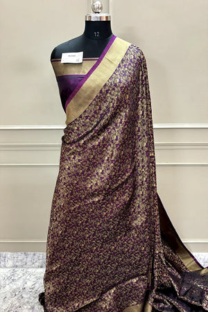 Purple Jamawar Katan Silk Banarasi Saree