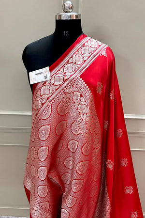 Red Kohinoor Buti Katan Silk Banarasi Saree
