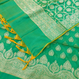 Sea Green Uggi Dhan Buti Banarasi Silk Suit