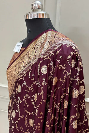 Wine Murerwa Daal Katan Silk Banarasi Saree