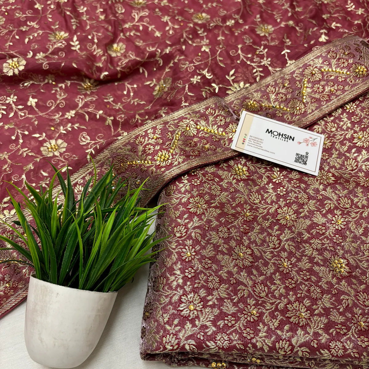 Peach Stone Work Kimkhab Silk Banarasi Gharara
