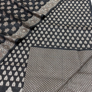 Black Agni Buti Cotton Silk Banarasi Suit