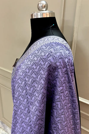 Lavender Resham Zari Silk Banarasi Stole