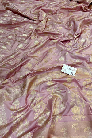 Light Pink Kesari Jaal Katan Silk Banarasi Saree