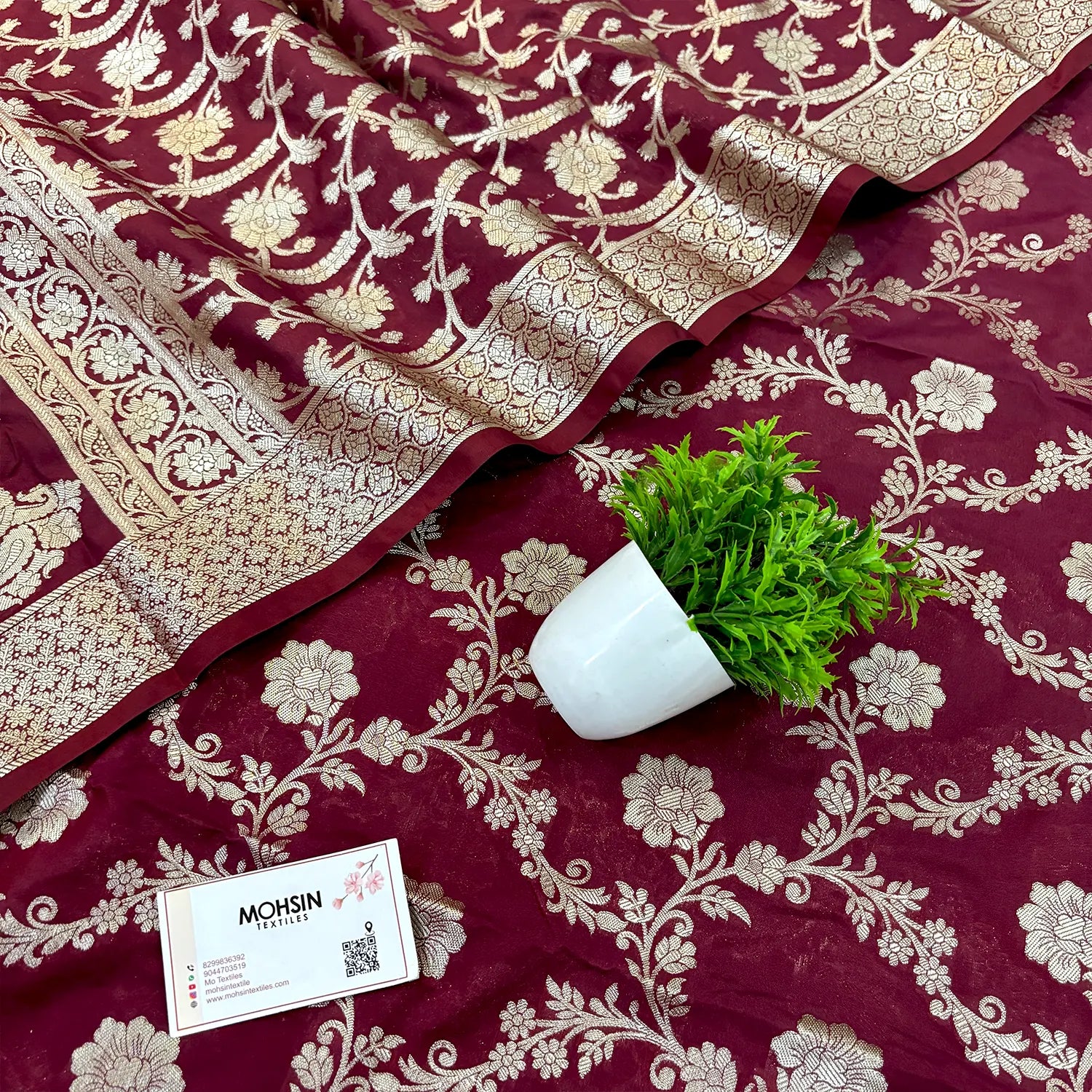 Maroon Kashmiri Jaal Katan Silk Banarasi Suit