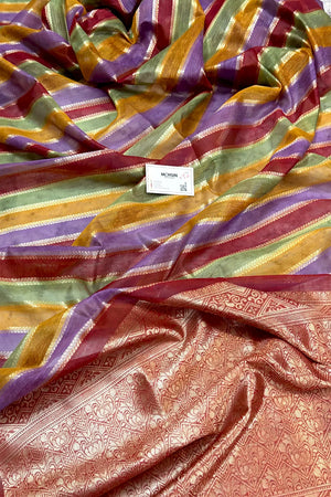 Maroon Resham Zari Cotton Silk Banarasi Saree