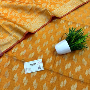 Mustard Golden Zari Banarasi Silk Suit
