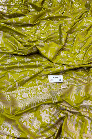 Pista Masakali Katan Silk Banarasi Saree