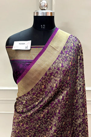 Purple Jamawar Katan Silk Banarasi Saree