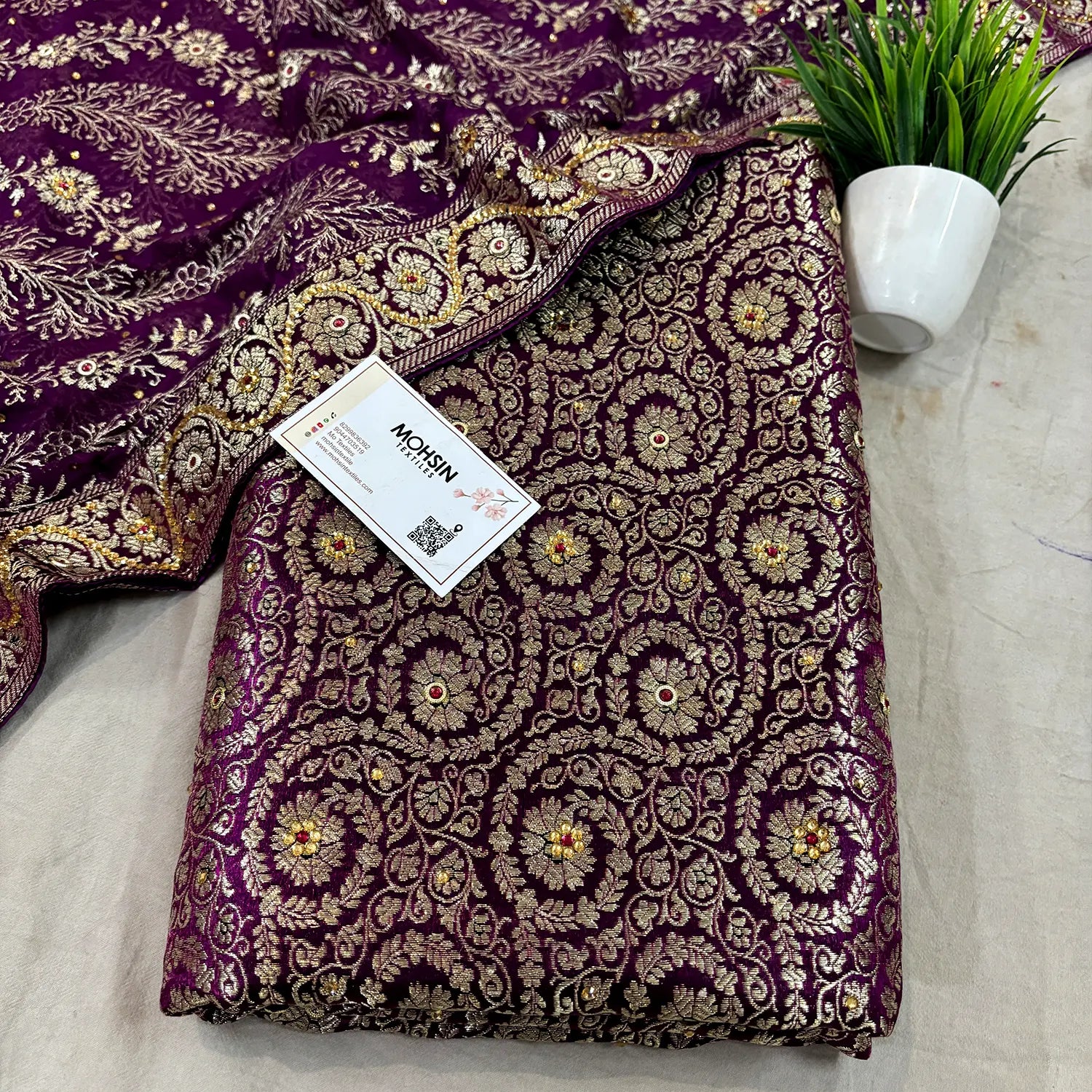 Purple Murrah Jaal Stone Work Kimkhab Silk Banarasi Gharara