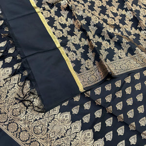 Black Xmas Tree Satin Silk Banarasi Suit