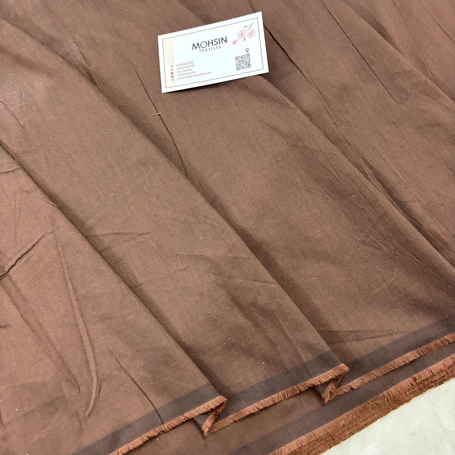 Brown Plain Cotton Silk Fabric