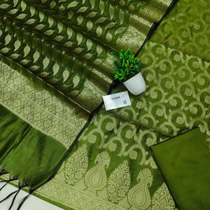 Mehendi Kalgha Jaal Banarasi Silk Suit