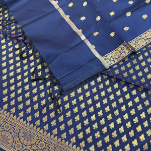 Navy Blue Chidiya Buti Satin Silk Banarasi Suit
