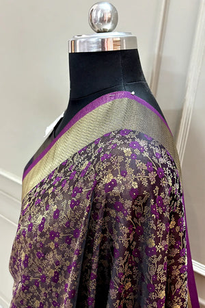 Purple Jamawar Katan Silk Banarasi Saree