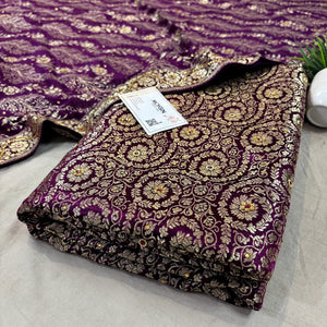 Purple Murrah Jaal Stone Work Kimkhab Silk Banarasi Gharara