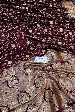 Wine Murerwa Daal Katan Silk Banarasi Saree