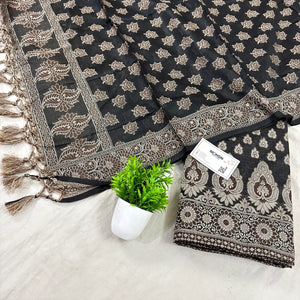 Black Agni Buti Cotton Silk Banarasi Suit