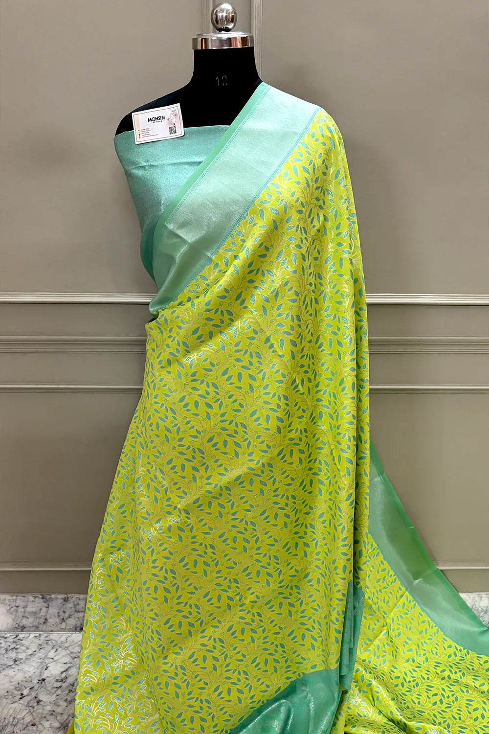 Green and Sea Green Resham Zari Banarasi Silk Saree