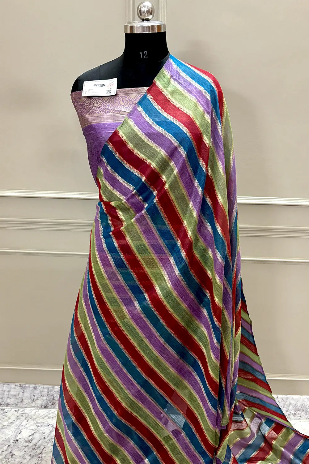 Lavender Resham Zari Cotton Silk Banarasi Saree