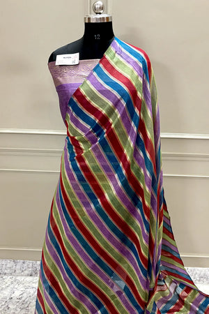 Lavender Resham Zari Cotton Silk Banarasi Saree