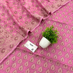 Light Pink Kacchi Carry Patta Cotton Silk Banarasi Suit