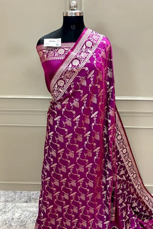 Magenta Masakali Katan Silk Banarasi Saree